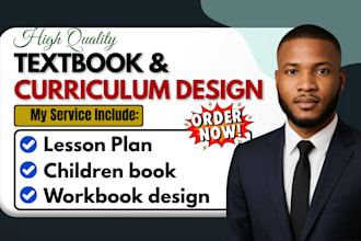 design educational textbook, workbook and curriculum