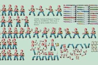 create custom pixel art pokemon trainer sprite tileset overworld sprite gen 3 5
