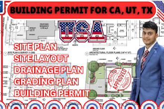 draw site plan, layout, drainage, grading plan for ca, ut, tx building permit