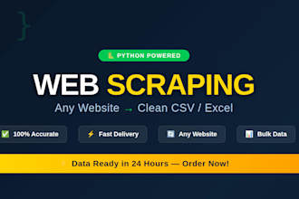 scrape any website data and deliver CSV or excel