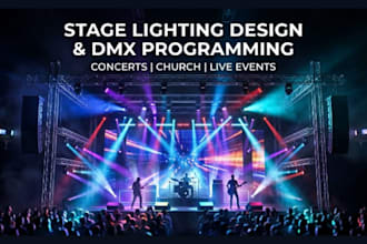 design stage lighting, 3d event visualization, dmx programming and lighting plot