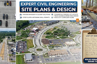 expert civil engineering design driveway, parking lot retaining wall plans
