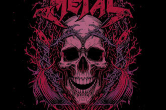 create a dark art, illustration, horror, skull, t shirt metal