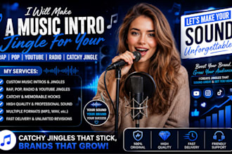 make a music intro, jingle for your rap pop youtube radio catchy jingle