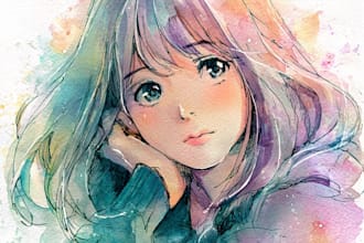 paint dreamy watercolor anime, manga character
