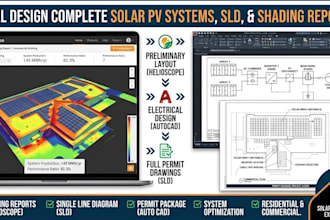complete solar pv systems, sld, and shading reports in helioscope