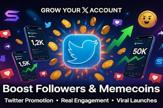 grow x account, twitter followers, crypto x promotion, meme coin promotion