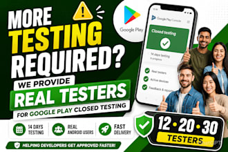 provide closed testing with 12 testers for google play apps