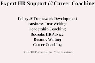 provide HR support, career coaching and resume writing
