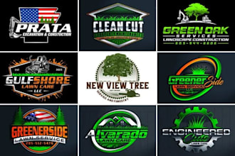 do modern amazing landscape, trimming, agriculture and lawn care logo for you