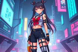 do a anime character , cyberpunk character