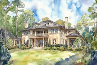 paint watercolor house portrait