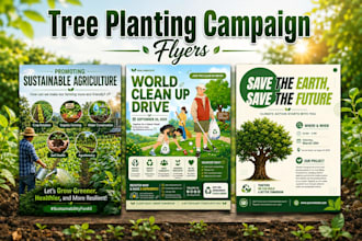 design environmental, climate, water, tree sustainability charity flyers
