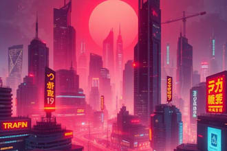 create illustration of futuristic cyberpunk city