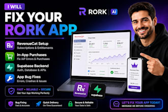fix rork app bugs revenuecat in app purchase and connect supabase backend