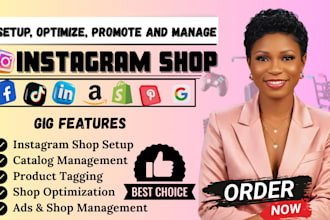 create, integrate and set up instagram shop, facebook shop for ecommerce store