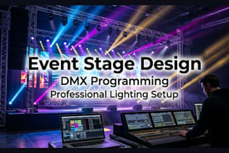 create event stage lighting design, lighting layout, dmx programming lighting