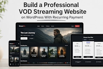 build a professional vod streaming website on wordpress with recurring payment