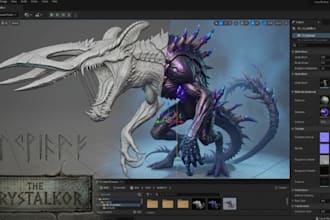 create 3d creature alien 3d monster horror character model for game and printing
