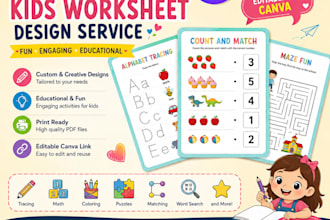 design kids worksheets, activity books, and coloring books