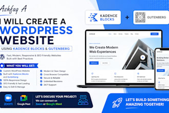 build a wordpress website using the kadence theme and kadence blocks