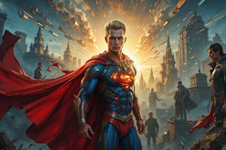 design action packed superhero comic scenes