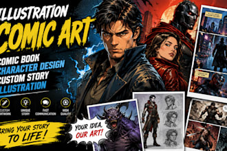 illustration comic art comic book character design custom story illustration