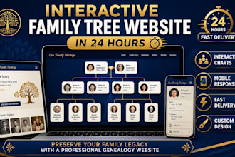 create family tree website with interactive genealogy chart in 24 hours