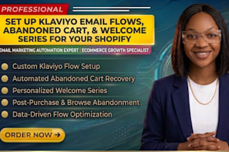 set up klaviyo email flows, abandoned cart, and welcome series for your shopify