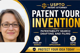be your uspto patent attorney for patentability search drafting and filing