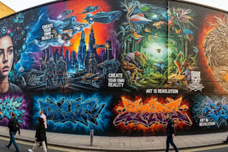 create custom graffiti art designs murals and wall arts