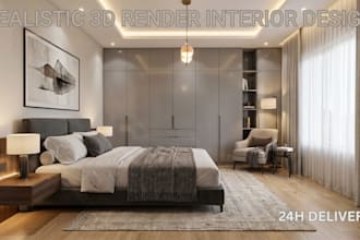 design luxury bedroom interiors and photorealistic 3d renders