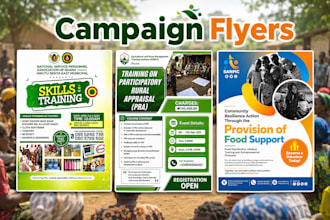 design charity community, volunteer, rural, skills, social, economic flyers