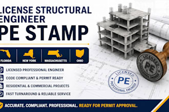 license structural engineer pe stamp for florida, new york, massachusetts, ohio