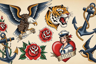 make traditional or old school tattoo design