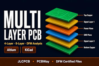 design multilayer pcb layout with schematic, gerber, bom and assembly files