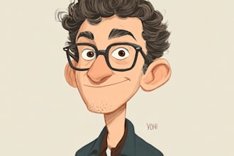custom sports cartoon with big head or caricature style