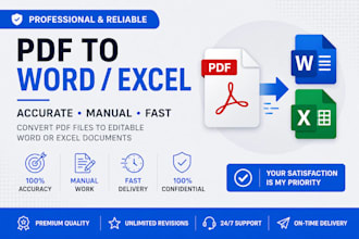 convert PDF to word and excel manually
