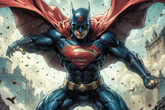 draw cinematic superhero comic book scenes