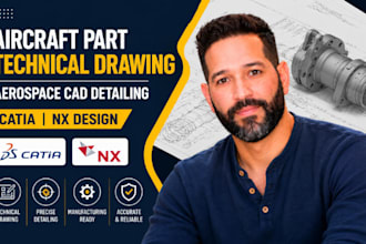 aircraft part technical drawing, aerospace cad detailing, catia nx design
