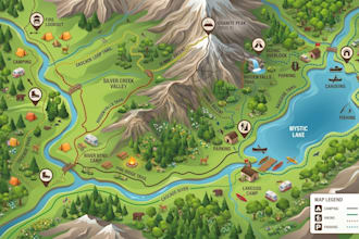 design hiking map, location trail map, park map, and outdoor adventure