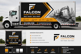 design box trailer wrap, box cargo truck or long trailer wrap design