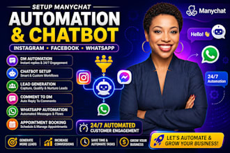 setup manychat automation automated instagram facebook whatsapp manychat chatbot