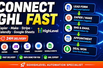 integrate gohighlevel with zapier, make, stripe, calendly or google sheets