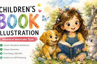 create magical whimsical watercolor storybook art for amazon KDP