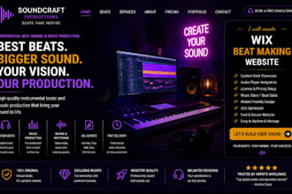 design wix beat making website music production  instrumental beats website