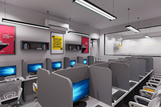 design coworking space, conference room, and office interior