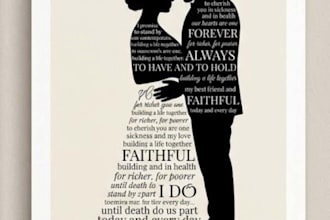 turn your wedding vows, letters or lyrics into  beautiful typography wall art