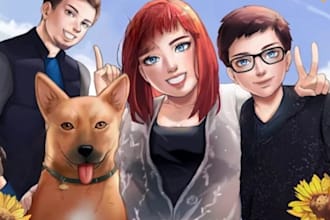 create anime, fanart portrait illustration, cartoon portrait illustration