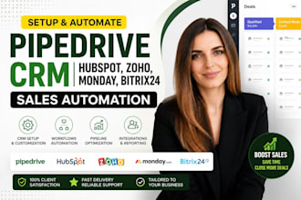 setup pipedrive crm, hubspot, zoho, monday, bitrix24 crm sales automation